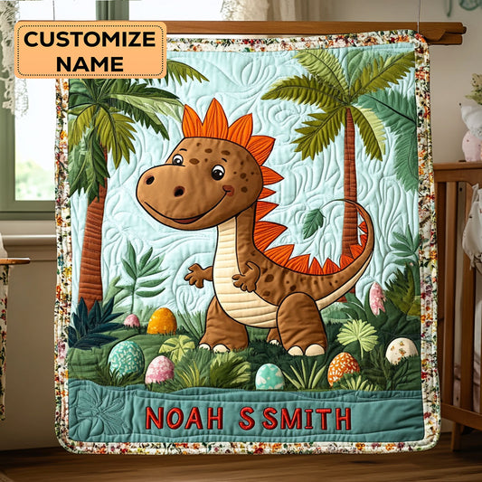 Little Rex Roar WY1807012CL Personalized Baby Quilt