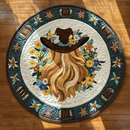 The Floral Cowgirl WY2008101CL Quilted Round Mat