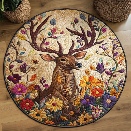Woodland Majestic Deer WJ2404052CL Quilted Round Mat