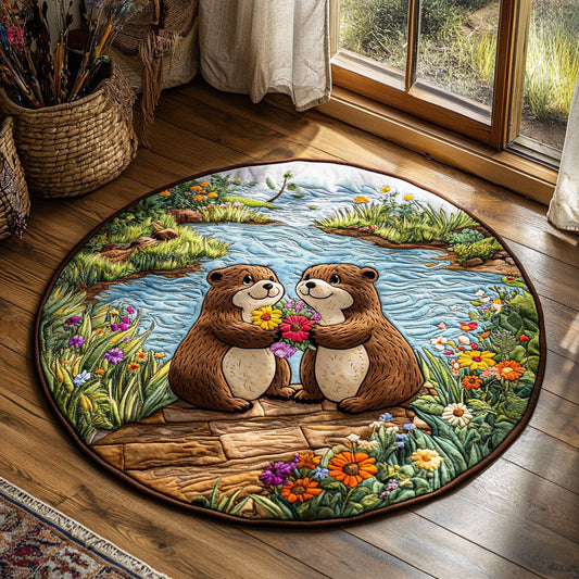 Happy Otters WY0905030CL Quilted Round Mat