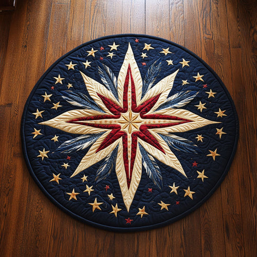 Star Pattern WX2105040CL Quilted Round Mat