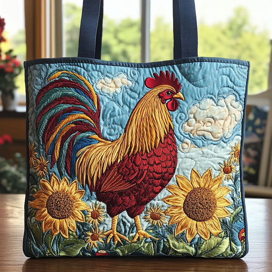 Sunlit Rooster Joy CW0810023CL Quilted Tote Bag