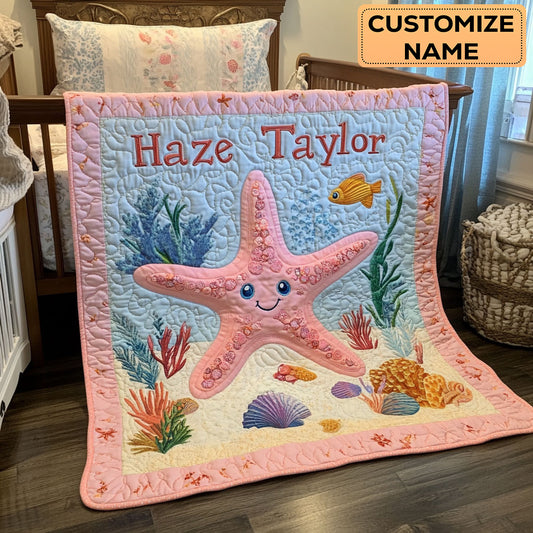 Sweet Starfish WN2907097CL Personalized Baby Quilt