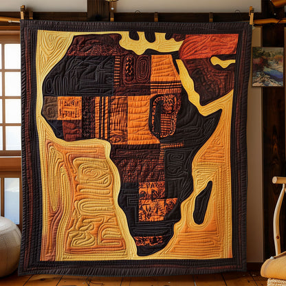 Brown Africa Map WY0303012CL Quilt