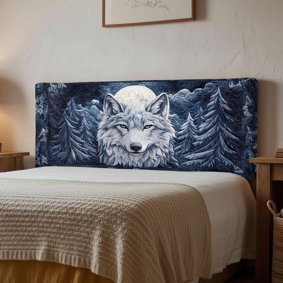Moonlit Wolf Watch CP2612057CL Quilted Headboard Slipcover