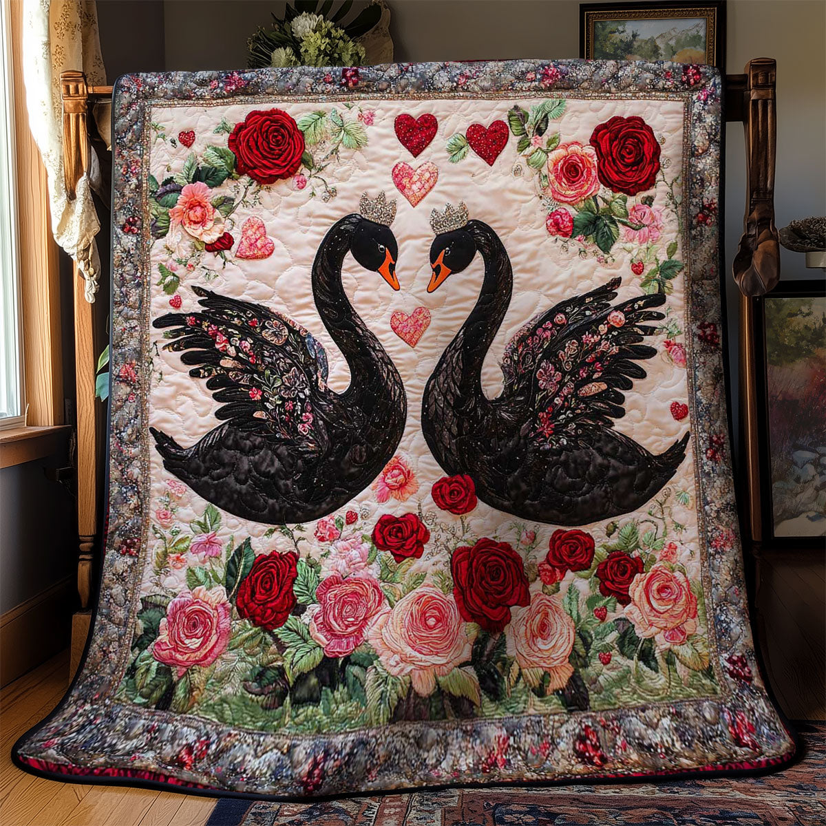 Romantic Black Swans WN0201023CL Quilt