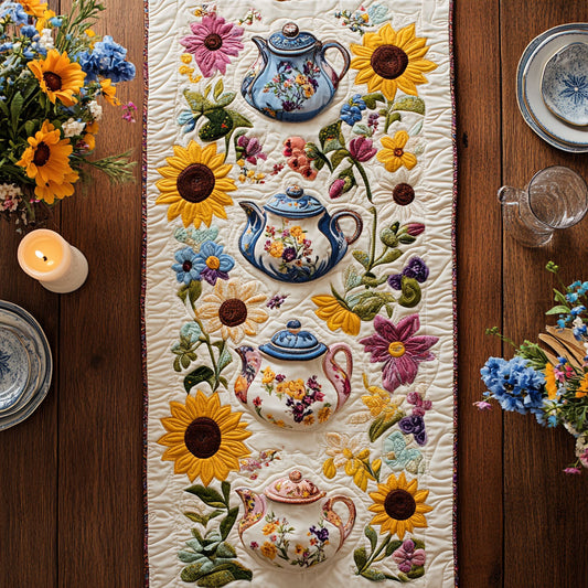 Floral Teapot CW1606023CL Quilted Table Runner