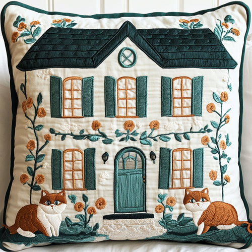 Cozy Cottage Cat WJ1302036CL Quilt Pillow Case