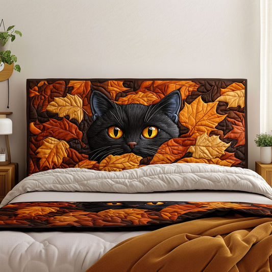 Autumn Black Cat Peek KL2212012CL Quilted Headboard Slipcover