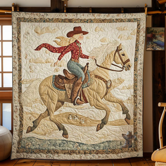 Festive Saddle Horse Cowgirl WN2911042CL Quilt