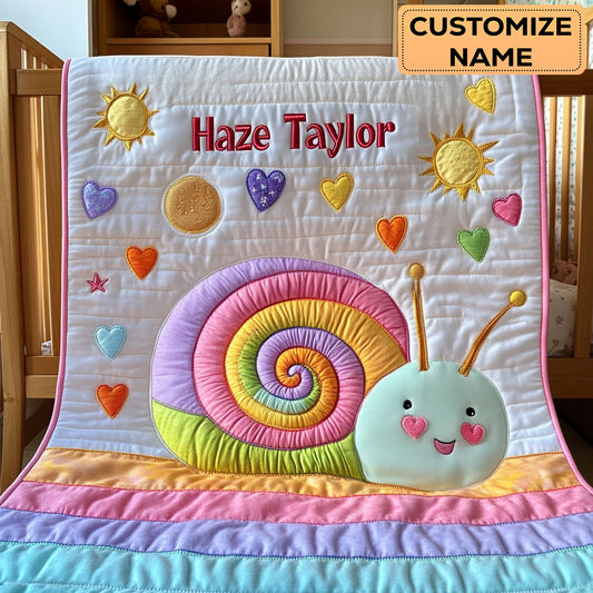 Sunny Snail WN2907094CL Personalized Baby Quilt