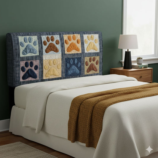 Rustic Dog Paw WN1712023CL Quilted Headboard Slipcover