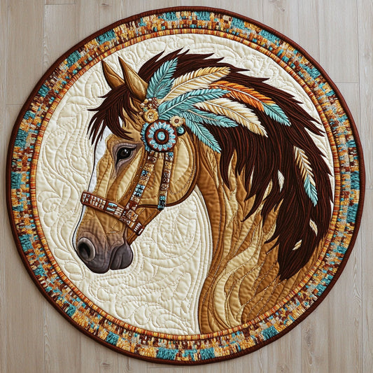 Horse Native WX1205011CL Quilted Round Mat