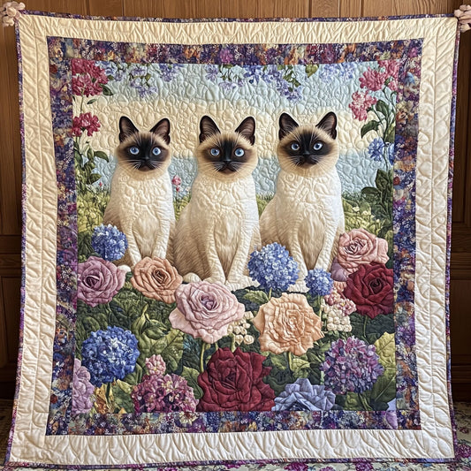 Trio Siamese In Bloom DH0110004CL Quilt