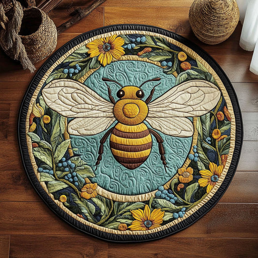 Floral Wreath Bee WY2605046CL Quilted Round Mat