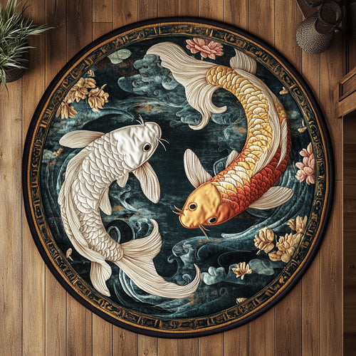 Koi Fish Current WN2107016CL Quilted Round Mat