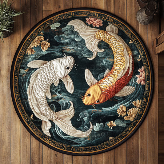 Koi Fish Current WN2107016CL Quilted Round Mat