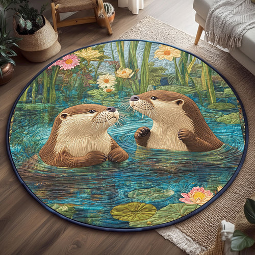 Cute Lake Otter WP2003077CL Quilted Round Mat