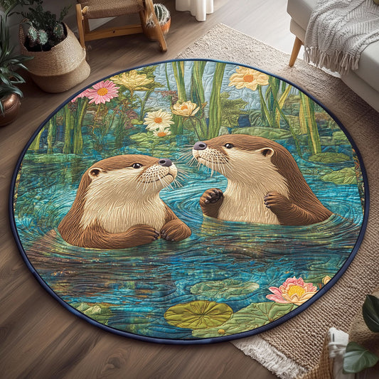 Cute Lake Otter WP2003077CL Quilted Round Mat