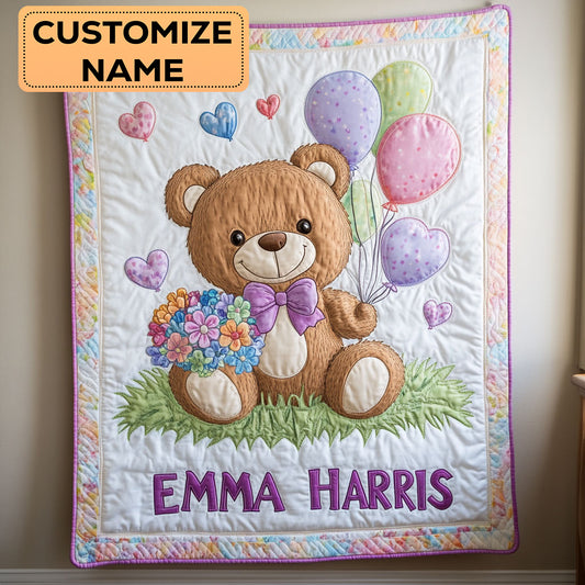 Little Bear Balloon CW2107046CL Personalized Baby Quilt