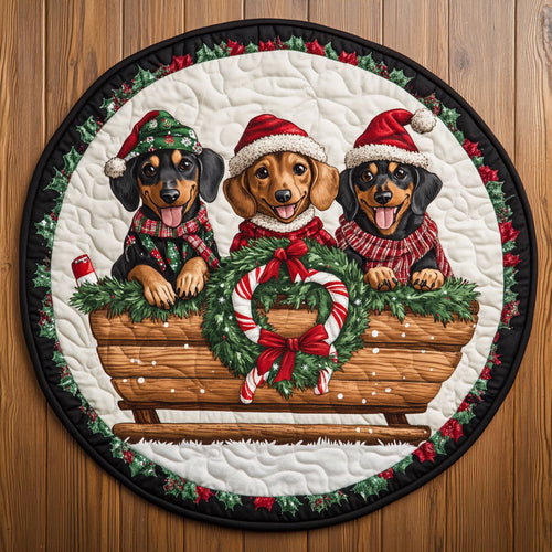 Frosty Fun Dachshund WN1211049CL Quilted Round Mat