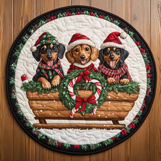 Frosty Fun Dachshund WN1211049CL Quilted Round Mat