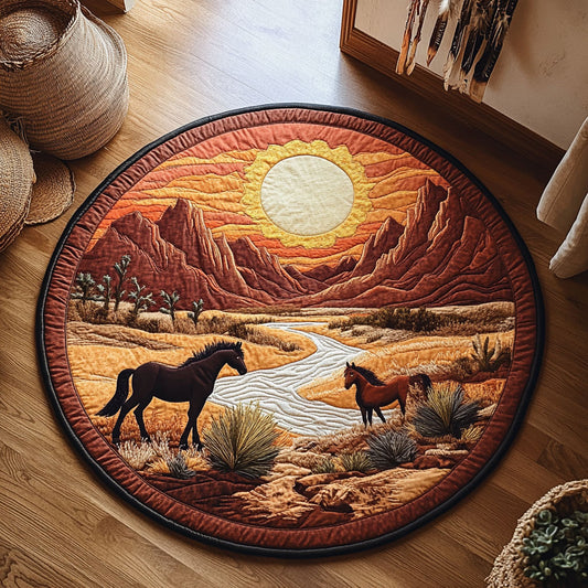 Horse In Desert WY2305015CL Quilted Round Mat