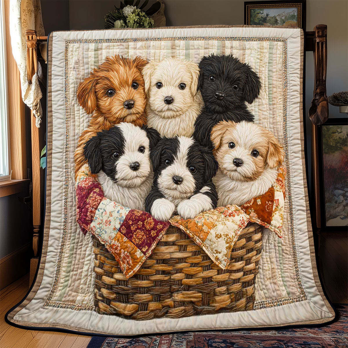 Puppy Basket WP3012024CL Quilt