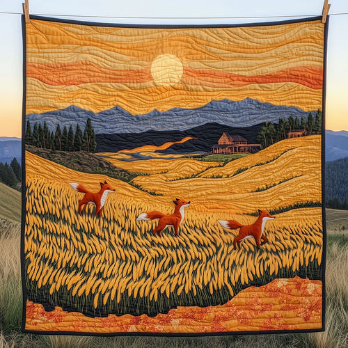 Foxes In Golden Rice Field LT2109016CL Quilt