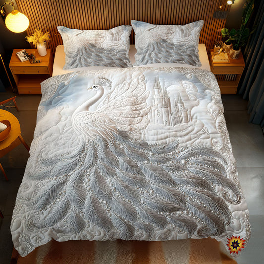 Peacock In Snow Castle WY2512054CL Duvet Cover Set