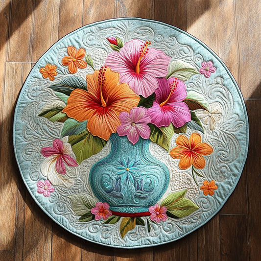 Hibiscus Sunset Touch WN1906026CL Quilted Round Mat