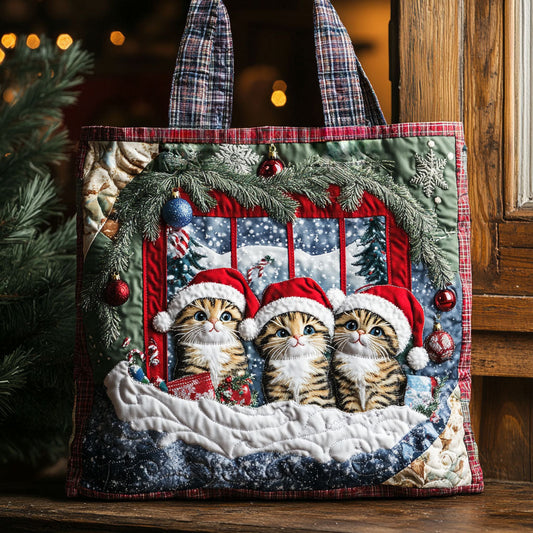 Cat Christmas Cabin Glow WN1411062CL Quilted Tote Bag