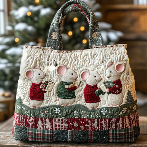 Winter Knit Mouse WN1311117CL Quilted Tote Bag