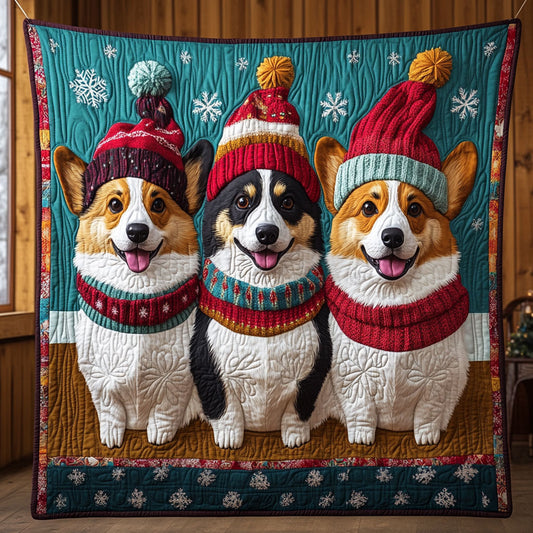 Winter Corgis CP0407002CL Quilt