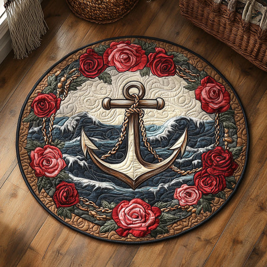 Red Rose Anchor WY0206039CL Quilted Round Mat