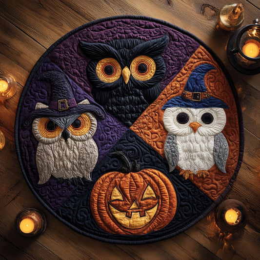 Halloween Owl CW2908004CL Quilted Round Mat