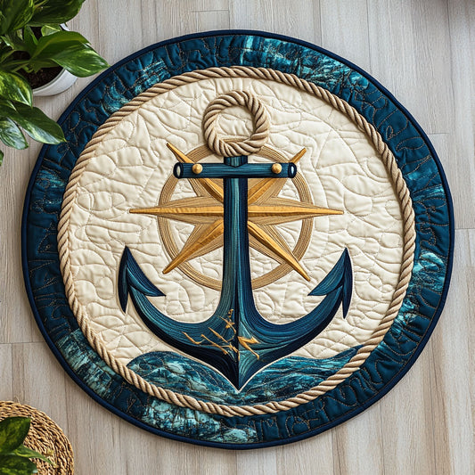 Nautical Anchor CW0507025CL Quilted Round Mat