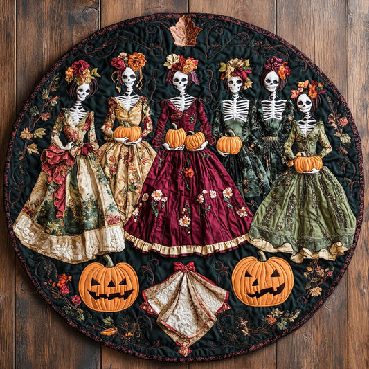 Rustleaf Skeleton Lady WN1908078CL Quilted Round Mat