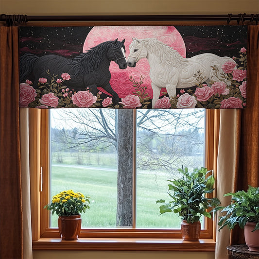 Black And White Horses WX1405002CL Quilted Valance