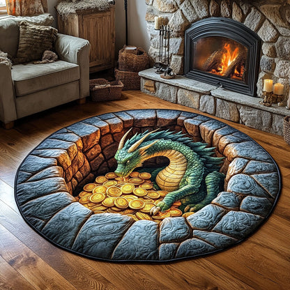 Dragon Treasure Nest CW0310036CL Quilted Round Mat