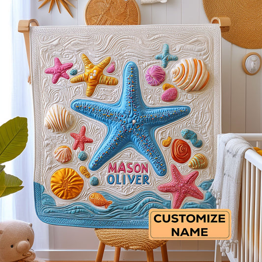 Little Sea Wonder WY3007035CL Personalized Baby Quilt