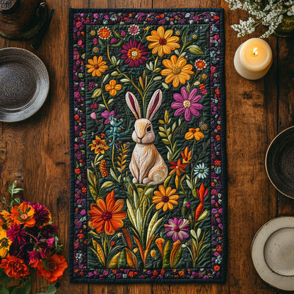 Rabbit in Flower Garden CW1001093CL Quilted Table Runner