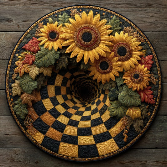 Sunflower Garden XR2809018CL Quilted Round Mat