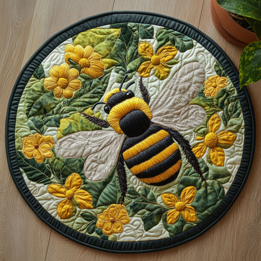 Floral Bee CW0407023CL Quilted Round Mat