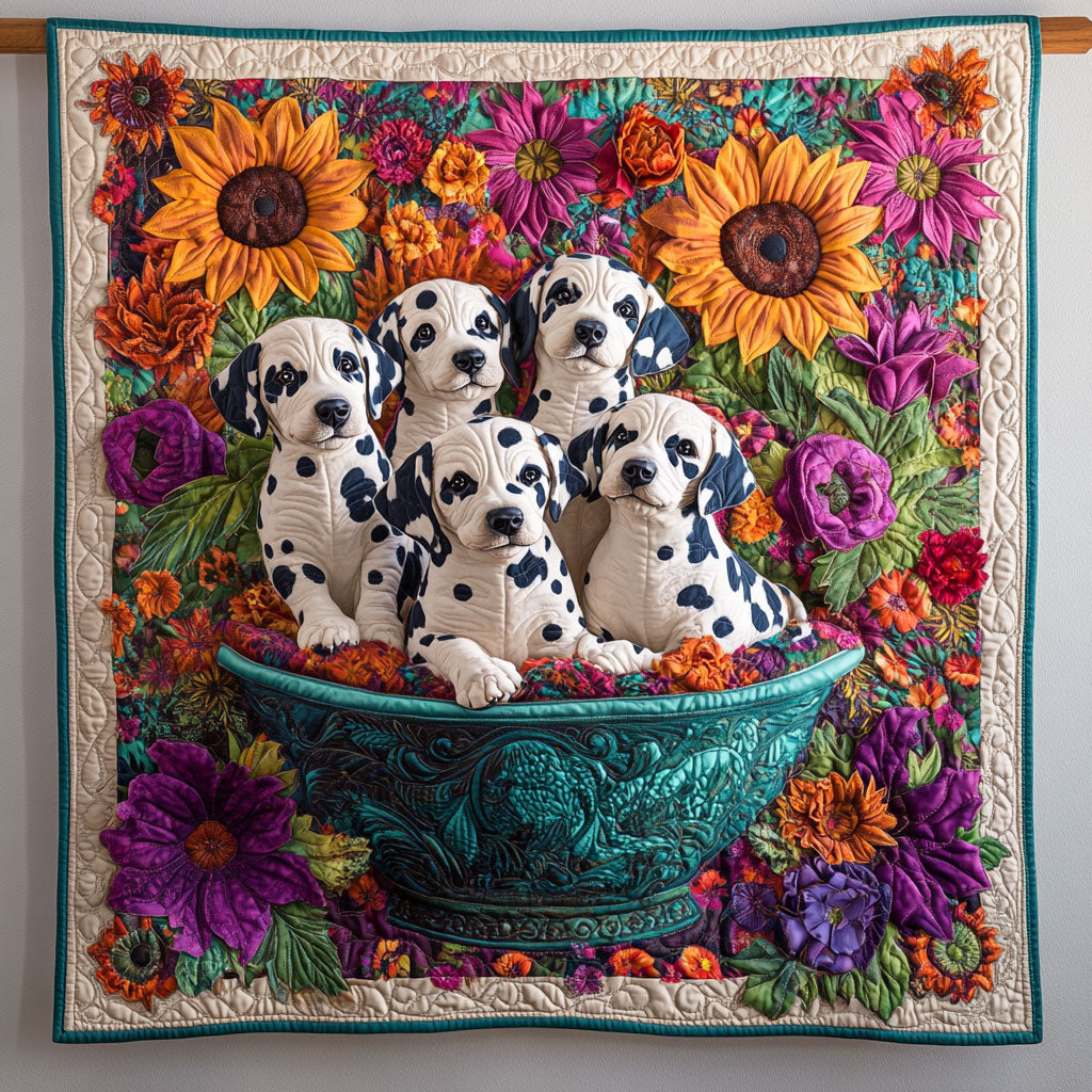 Dalmatian In Floral Cup WY1706011CL Quilt