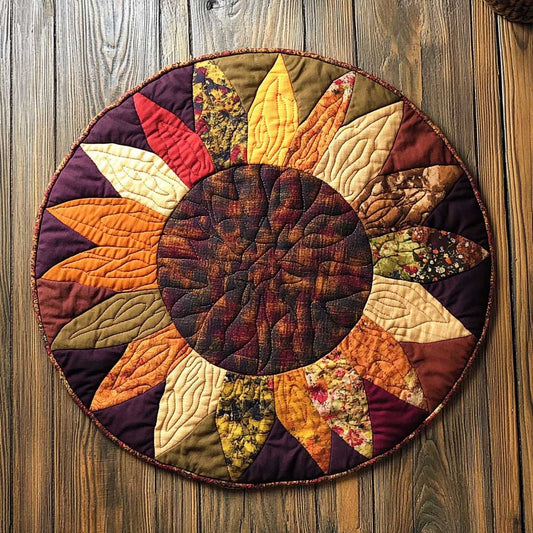 Autumn Sunflower Patch WN2403001CL Quilted Round Mat
