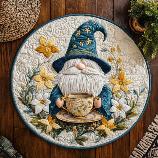 Lily Tea Cup Gnome WY3006107CL Quilted Round Mat