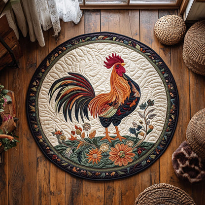 Majestic Rooster WY2205043CL Quilted Round Mat