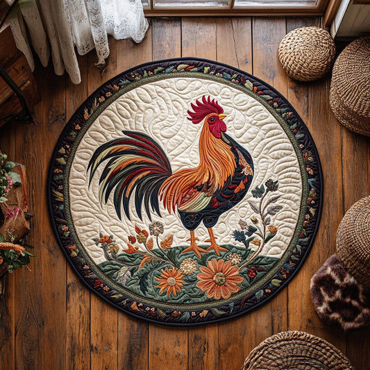 Majestic Rooster WY2205043CL Quilted Round Mat