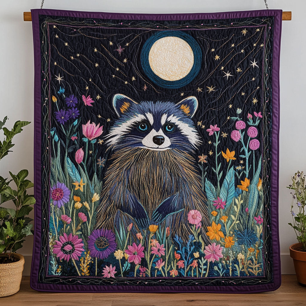 Raccoon Bloom Night CW1501084CL Quilt